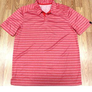 OAKLEY REGULAR FIT POLYESTER POLO SHIRT RED STRIPE Sz LARGE, L